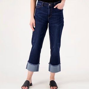 NWT Susan Graver Stretch Cuffed Girlfriend Jeans- Sz 2